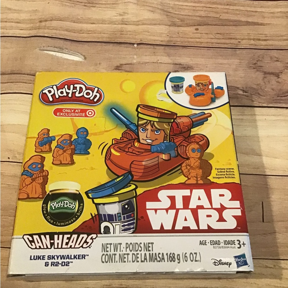 Play-doh Star Wars Luke Sky walker & r2d2 can heads w/ land speeder -new